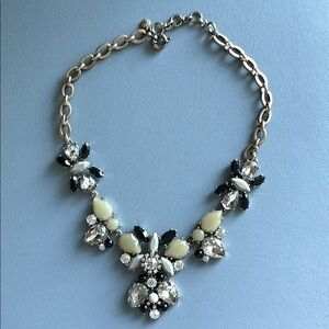 J.Crew Elegant Brass, Crystal, Tan stone and Black Statement Necklace